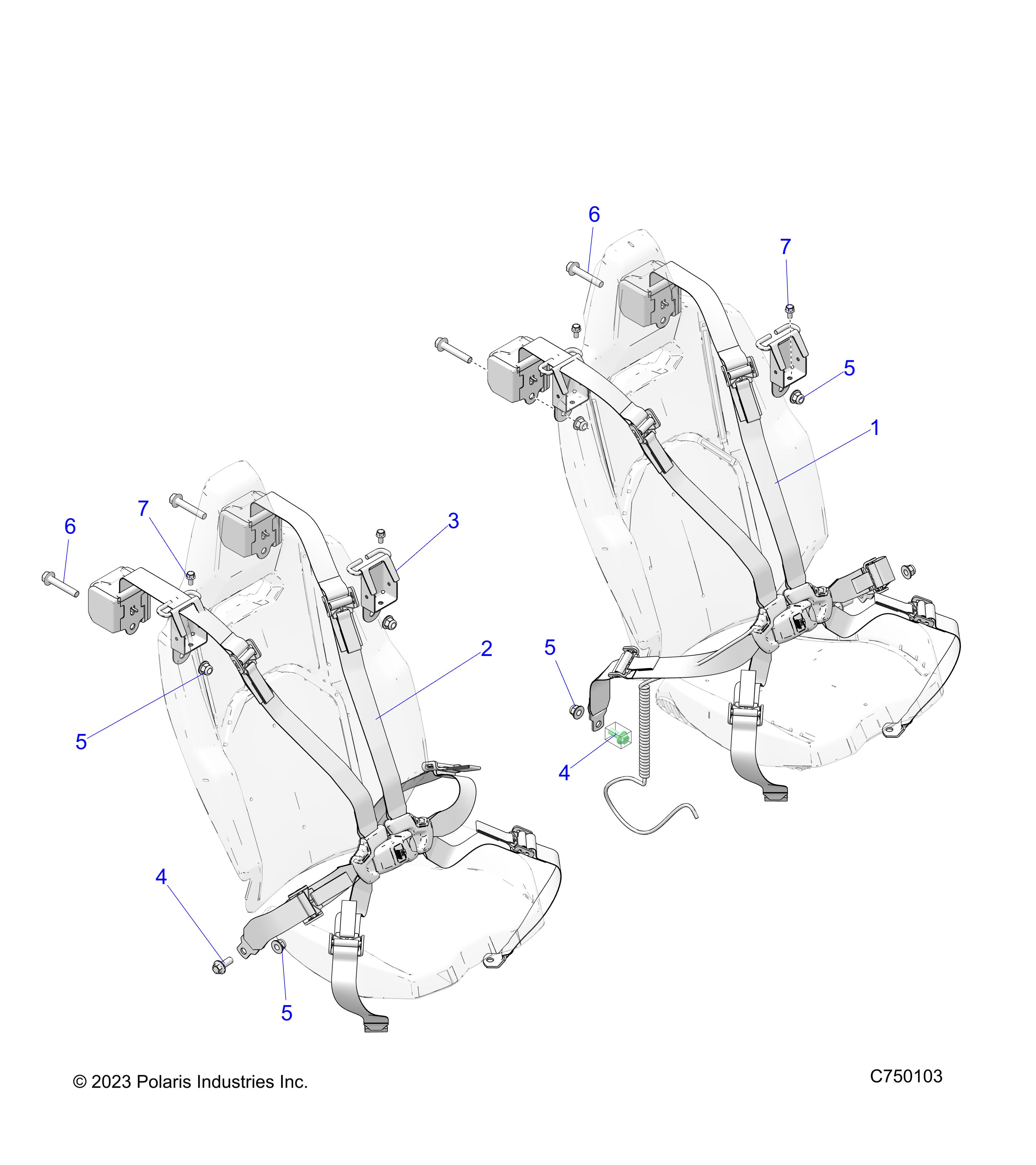 Foto diagrama Polaris que contem a peça 1028577-458