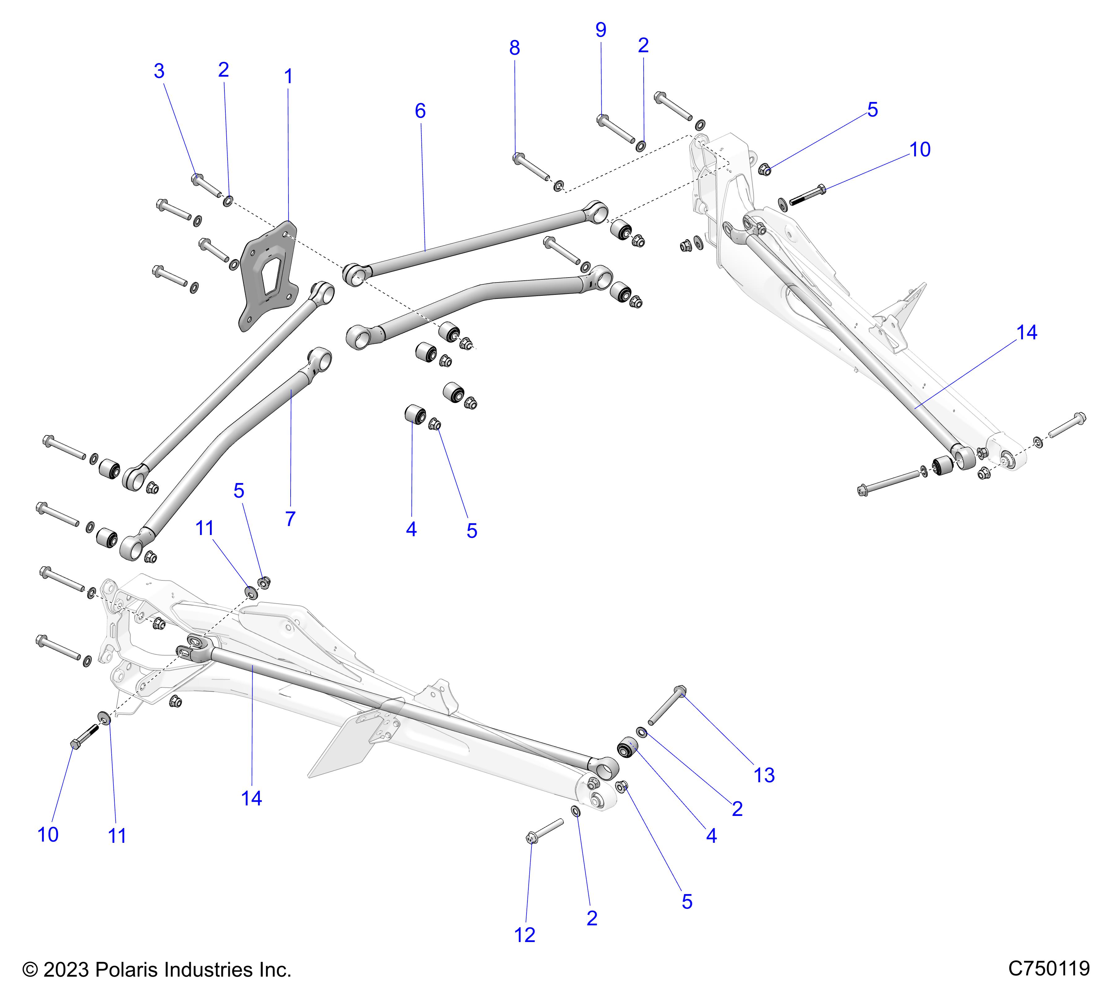 Foto diagrama Polaris que contem a peça 1545039-887