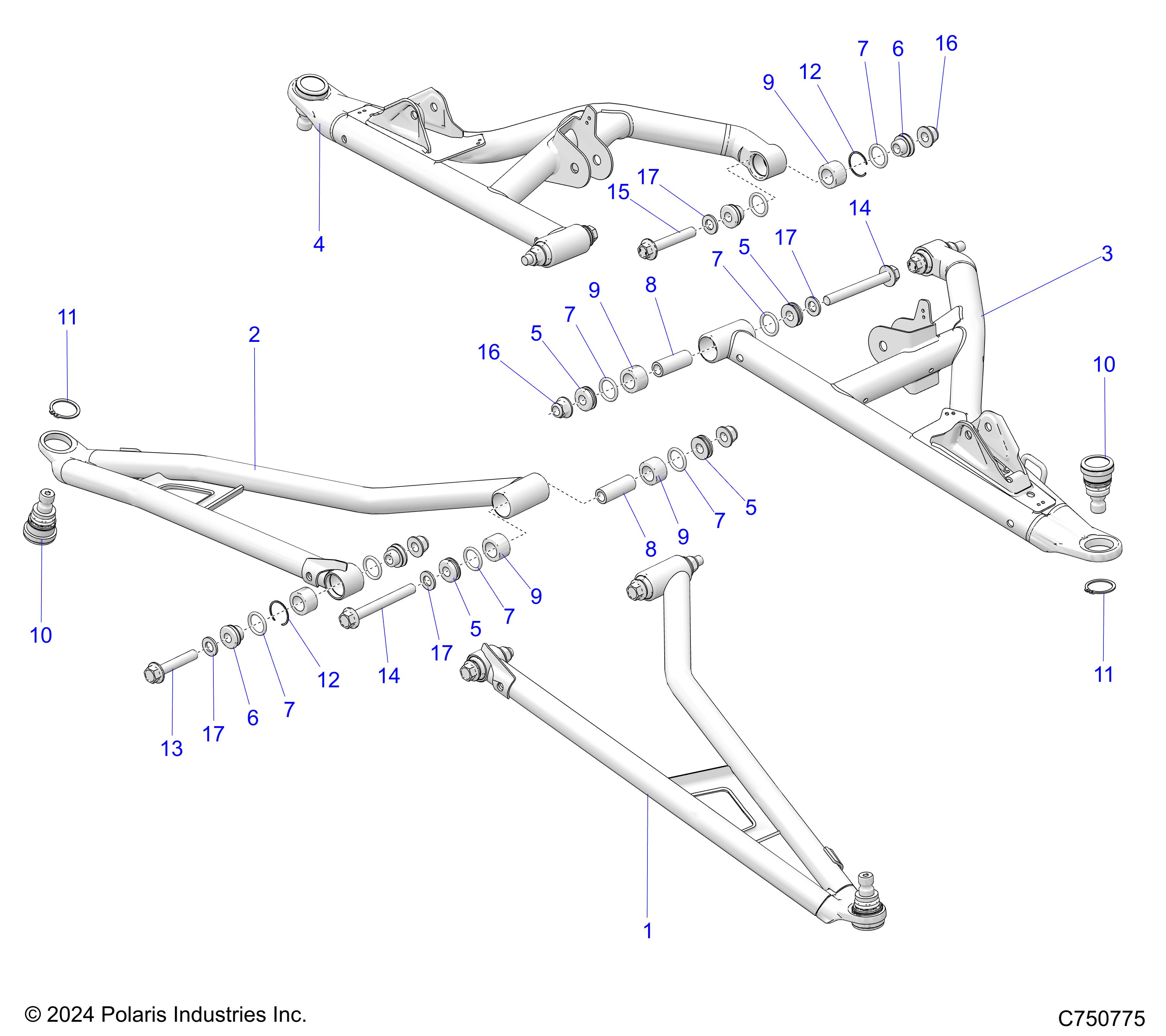 Foto diagrama Polaris que contem a peça 1545049-458