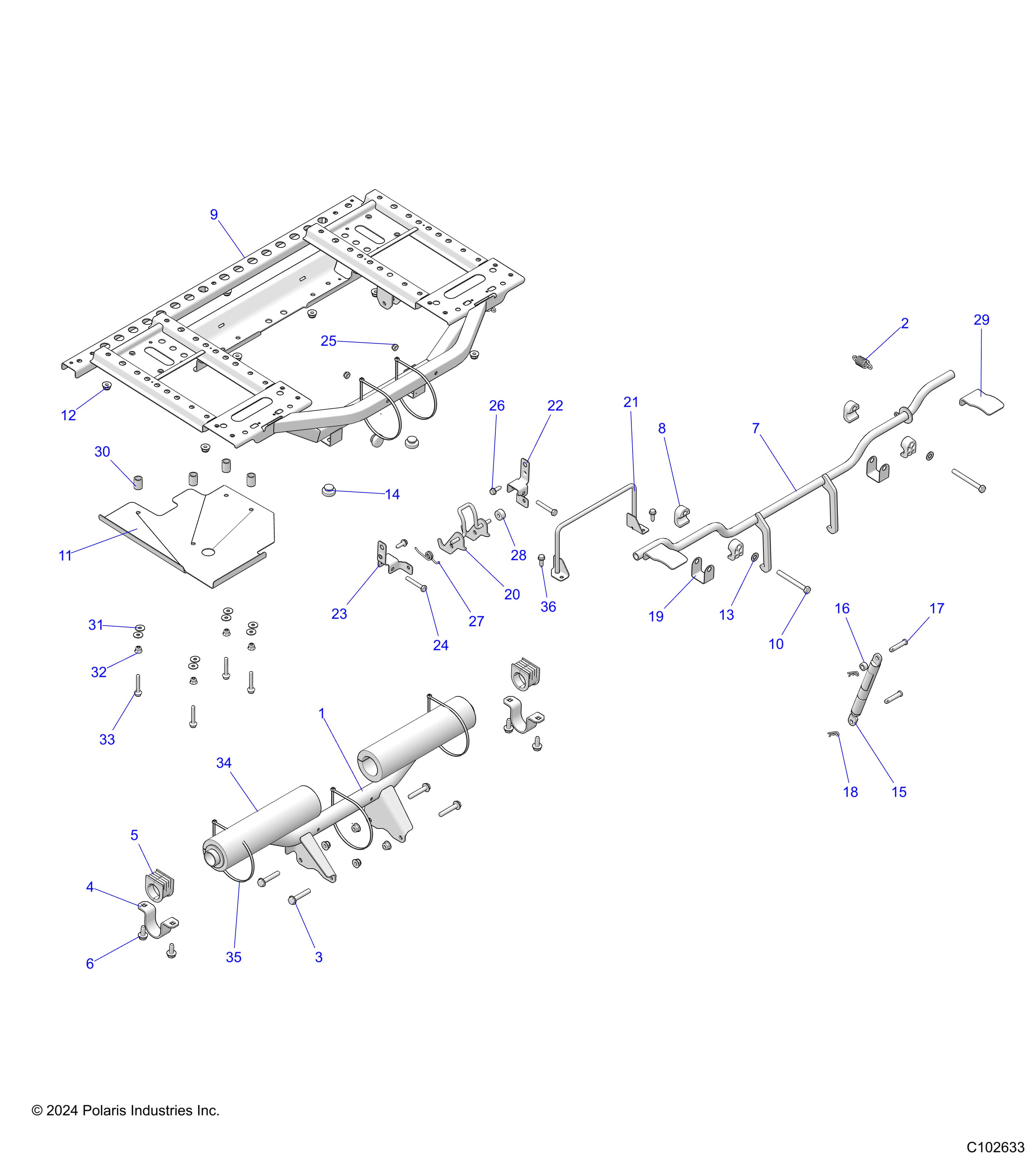 Foto diagrama Polaris que contem a peça 1029433-458