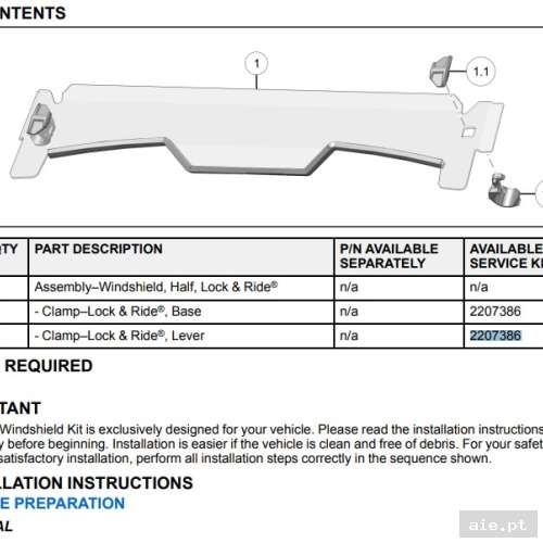 Part Number : 2207386 K-SRV LOCK & RIDE RZR  - PEÇA POLARIS