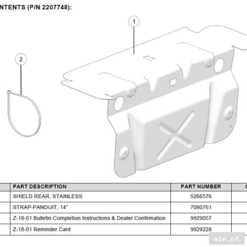 Part Number : 2207748 K-SVC HEATSHIELD XP1K Z-18-01-  - PEÇA POLARIS
